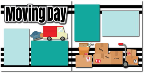 Moving Day - Printed Premade Scrapbook (2) Page 12x12 Layout