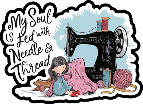 My Soul is Led by Needle & Thread - Scrapbook Page Title Die Cut