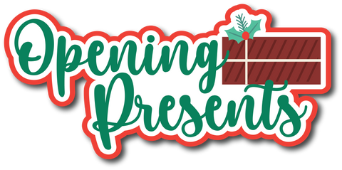 Opening Presents - Scrapbook Page Title Die Cut