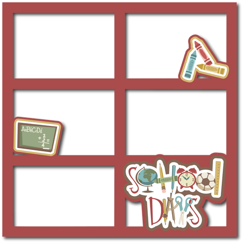 School Days -6 Frames - Scrapbook Page Layered Overlay Kit