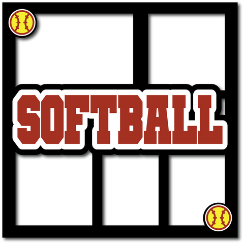 Softball - 5 Frames - Layered Overlay - Digital Cut File - SVG - INSTANT DOWNLOAD