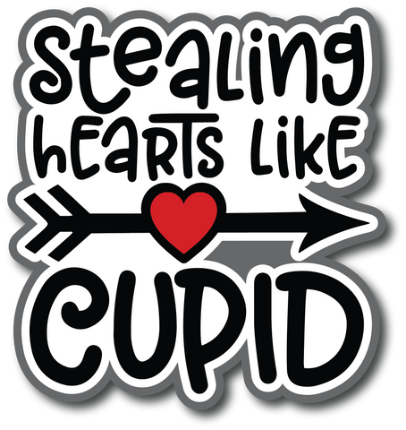 Stealing Hearts Like Cupid - Scrapbook Page Title Die Cut