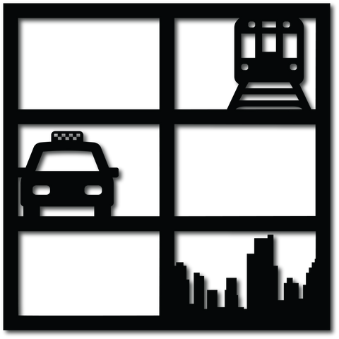 Subway Cab City Skyline - 6 Frames - Digital Cut File - SVG - INSTANT DOWNLOAD