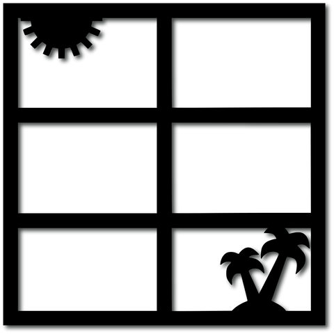 Sun and Palm Trees - 6 Frames - Digital Cut File - SVG - INSTANT DOWNLOAD