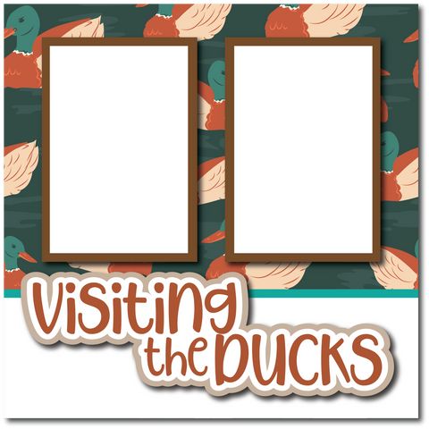 Visiting the Ducks - Printed Premade Scrapbook Page 12x12 Layout