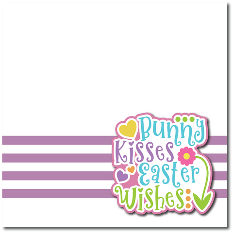 Bunny Kisses Easter Wishes - Printed Premade Scrapbook Page 12x12 Layout