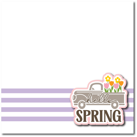 Hello Spring - Printed Premade Scrapbook Page 12x12 Layout