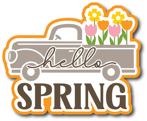 Hello Spring - Scrapbook Page Title Sticker
