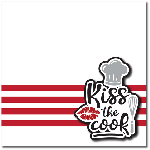 Kiss the Cook - Printed Premade Scrapbook Page 12x12 Layout