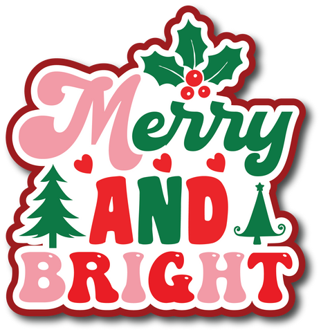 Merry and Bright - Scrapbook Page Title Sticker