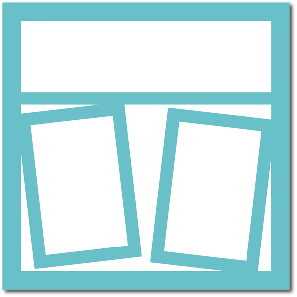 Bright Aqua - 2 Frames - 12x12 Base Scrapbook Page