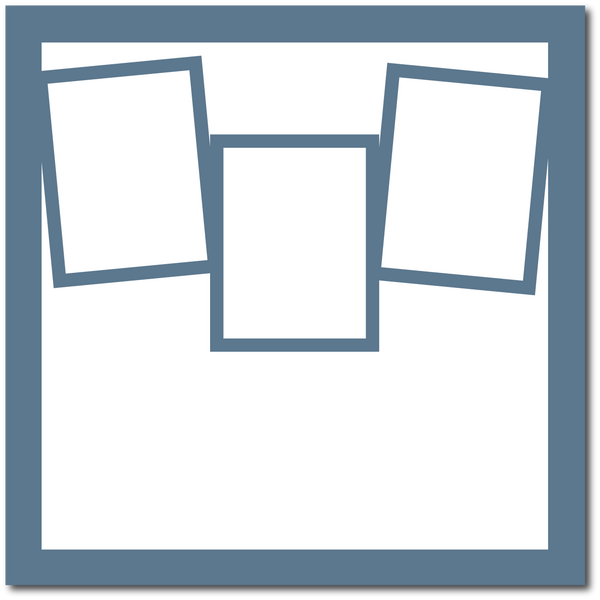 Slate Blue - 3 Frames - 12x12 Base Scrapbook Page