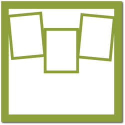 Moss Green - 3 Frames - 12x12 Base Scrapbook Page