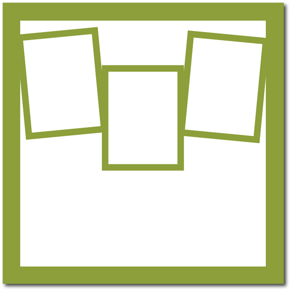 Moss Green - 3 Frames - 12x12 Base Scrapbook Page