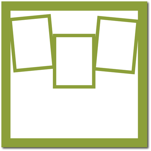 Moss Green - 3 Frames - 12x12 Base Scrapbook Page