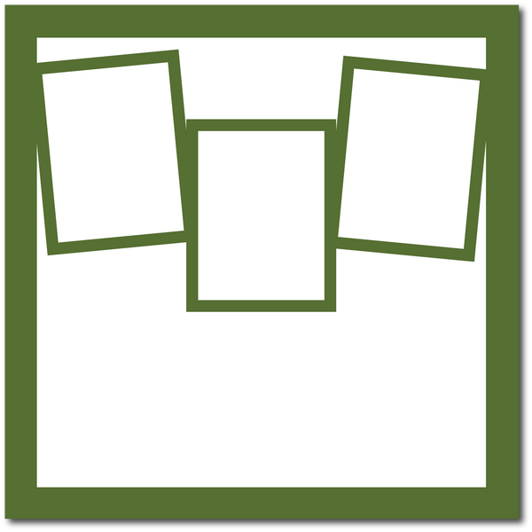 Dark Olive Green - 3 Frames - 12x12 Base Scrapbook Page
