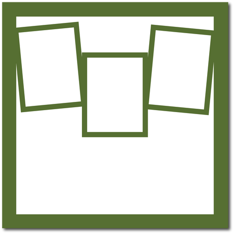 Dark Olive Green - 3 Frames - 12x12 Base Scrapbook Page