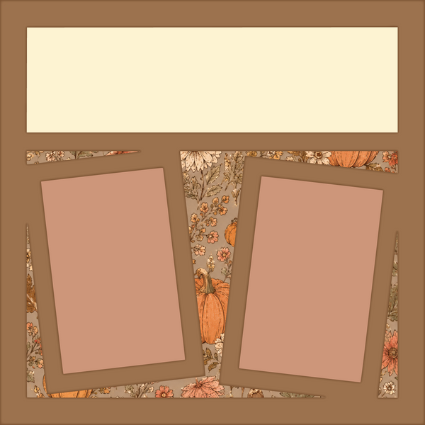 Floral - Pumpkins - 2 Frames - 12x12 Base Scrapbook Page