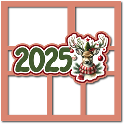 2025 - Christmas Reindeer - 5 Frames - Scrapbook Page Layered Overlay Kit