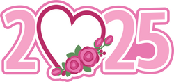 2025 - Floral Heart - Scrapbook Page Title Sticker