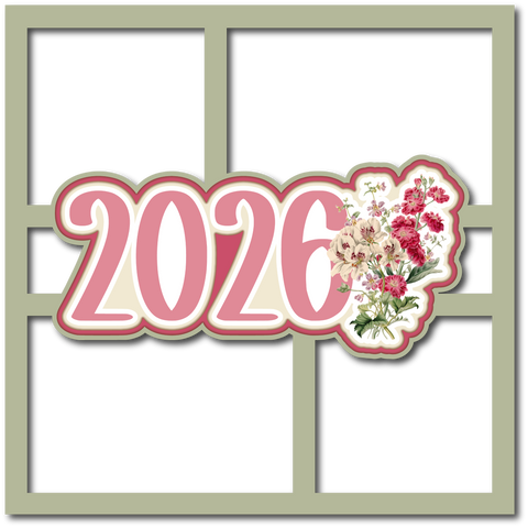2026 - Floral - 4 Frames - Scrapbook Page Layered Overlay Kit