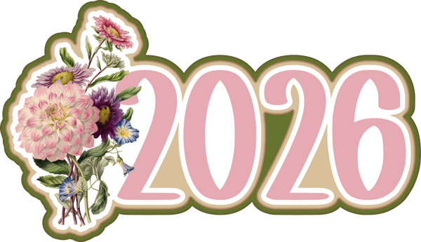 2026 - Floral - Scrapbook Page Title Die Cut