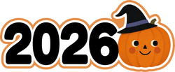 2026 Witch Pumpkin - Scrapbook Page Title Die Cut