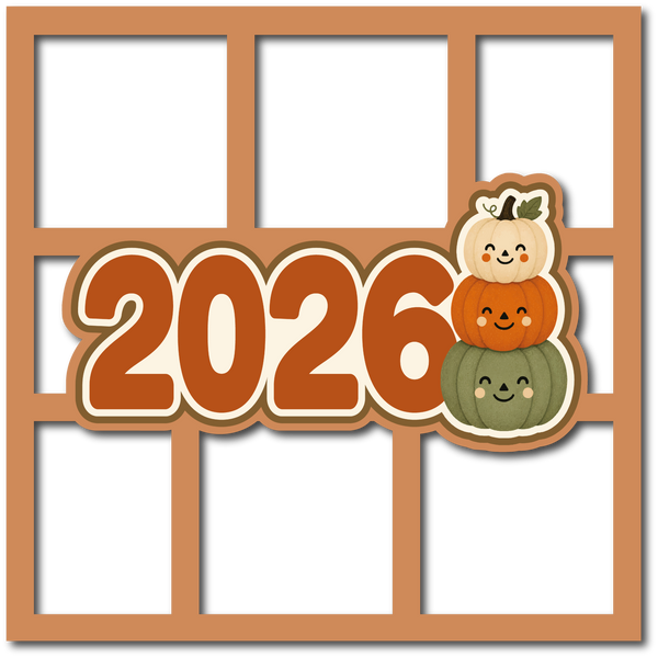 2026 Fall Pumpkins - 6 Frames - Scrapbook Page Layered Overlay Kit