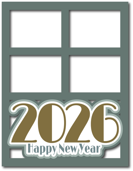 2026 Happy New Year - Scrapbook Page Layered Overlay Kit - 8.5 x 11