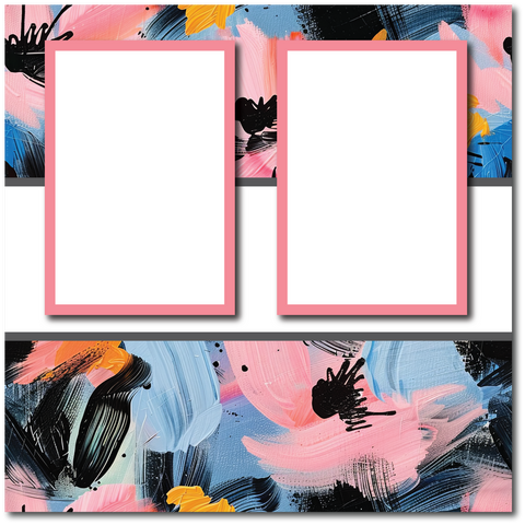 Abstract - 2 Frames - Blank Printed Scrapbook Page 12x12 Layout