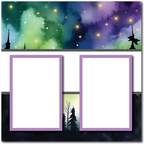 Northern Lights - 2 Frames - Blank Printed Scrapbook Page 12x12 Layout