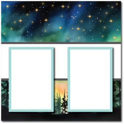 Northern Lights - 2 Frames - Blank Printed Scrapbook Page 12x12 Layout