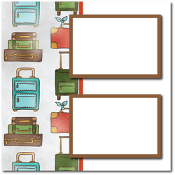 Suitcases - 2 Frames - Blank Printed Scrapbook Page 12x12 Layout