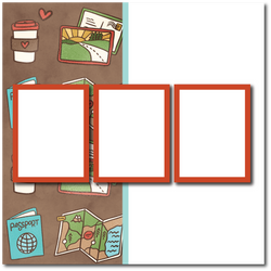 Travel - 3 Frames - Blank Printed Scrapbook Page 12x12 Layout