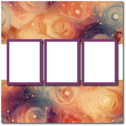 Cosmic Abstract - 3 Frames - Blank Printed Scrapbook Page 12x12 Layout