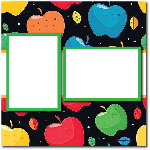 Apples - 2 Frames - Blank Printed Scrapbook Page 12x12 Layout