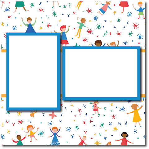 Children - 2 Frames - Blank Printed Scrapbook Page 12x12 Layout