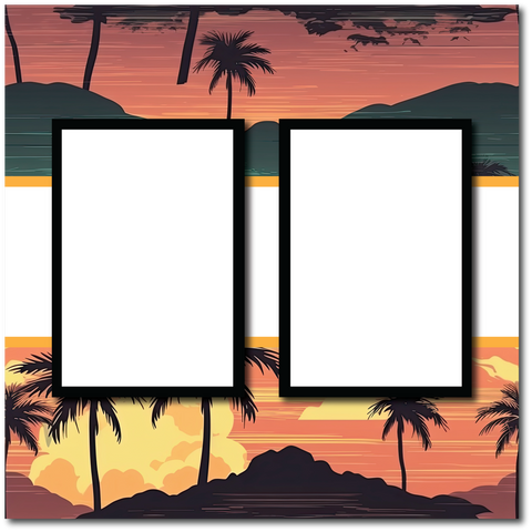 Sunset - 2 Frames - Blank Printed Scrapbook Page 12x12 Layout