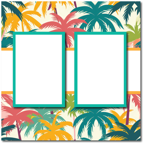 Palm Trees - 2 Frames - Blank Printed Scrapbook Page 12x12 Layout