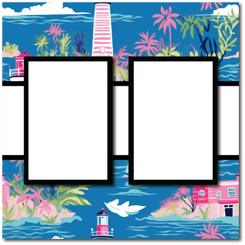Lighthouse - 2 Frames - Blank Printed Scrapbook Page 12x12 Layout