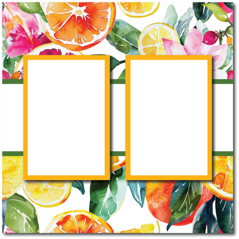 Citrus Floral - 2 Frames - Blank Printed Scrapbook Page 12x12 Layout
