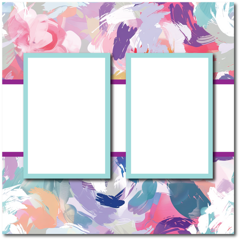 Abstract - 2 Frames - Blank Printed Scrapbook Page 12x12 Layout