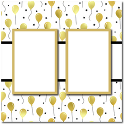 Celebration Balloons - 2 Frames - Blank Printed Scrapbook Page 12x12 Layout