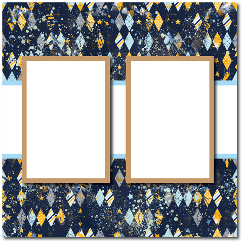 Argyle - 2 Frames - Blank Printed Scrapbook Page 12x12 Layout