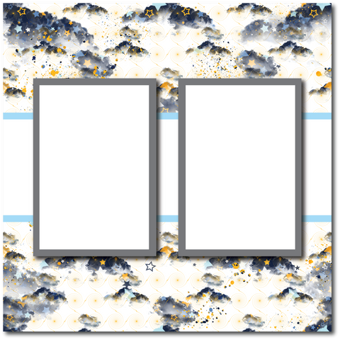 Stormy Skies - 2 Frames - Blank Printed Scrapbook Page 12x12 Layout