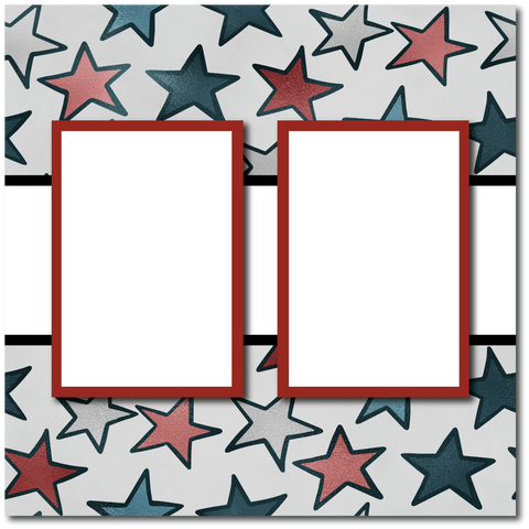 Stars - 2 Frames - Blank Printed Scrapbook Page 12x12 Layout