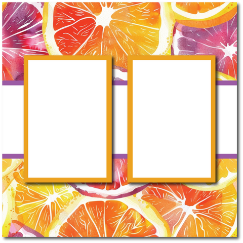 Citrus - 2 Frames - Blank Printed Scrapbook Page 12x12 Layout