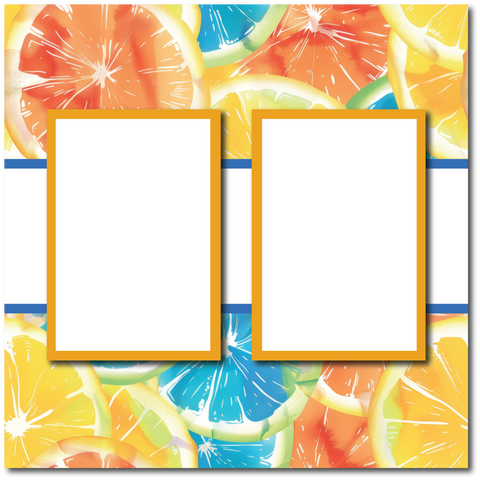 Citrus - 2 Frames - Blank Printed Scrapbook Page 12x12 Layout