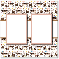 Farm Animals - 2 Frames - Blank Printed Scrapbook Page 12x12 Layout