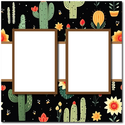 Cactus - 2 Frames - Blank Printed Scrapbook Page 12x12 Layout